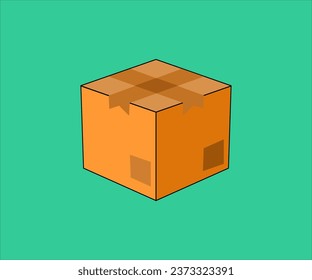 Closed Box Vector illustration isolated green background