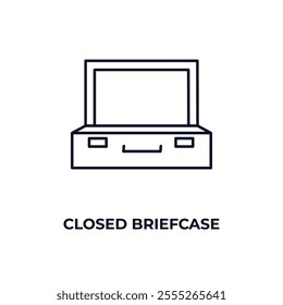 closed briefcase outline icon. Linear vector from fashion concept. Thin line closed briefcase icon isolated on white background