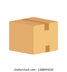 Closed brown cardboard box isolated on white background vector illustration.