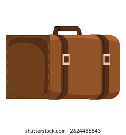 Closed brown suitcase with handle and two buckles, evoking travel and adventure