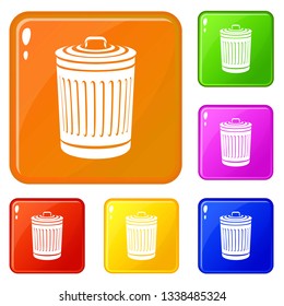 Closed bucket icons set collection vector 6 color isolated on white background