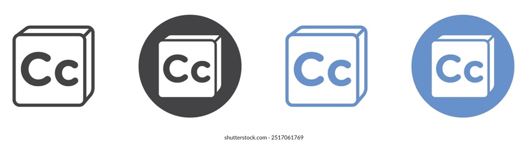 Closed caption icon flat line symbol set.