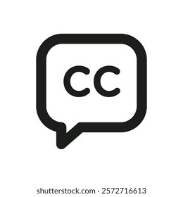 Closed caption icon flat line symbol set.