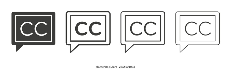 Closed caption icon flat and linear vector illustration on white background.