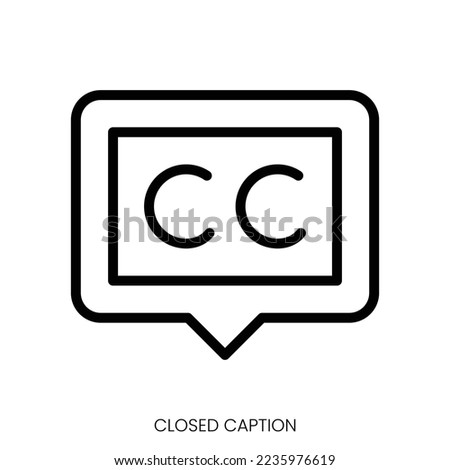 closed caption icon. Line Art Style Design Isolated On White Background