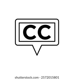 Closed caption icon in liner stroke style