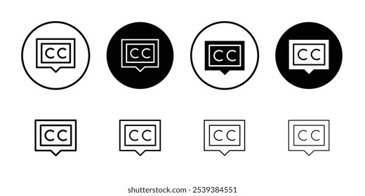 Icono de subtítulo cerrado Vector de esquema para Web ui