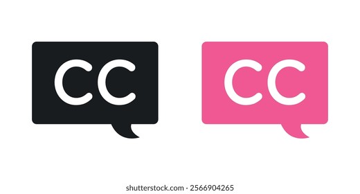 Closed caption icon set in black and colored