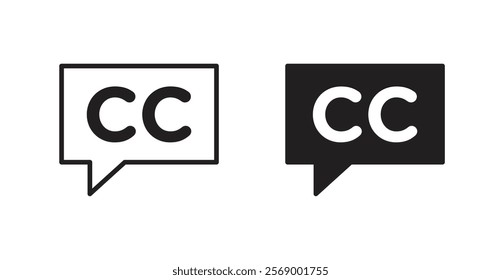 Closed caption icon set vector graphics designs