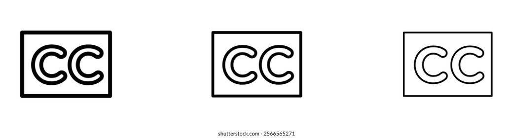 Closed caption icon in tree different line stroke sizes.