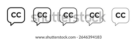 Closed caption icon vector outline set illustration sign