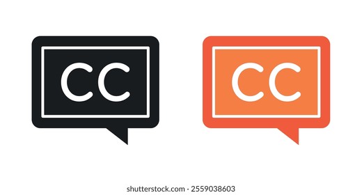 Closed caption icons in black and colored version