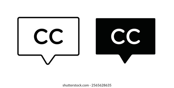 Closed caption icons in black and white colors