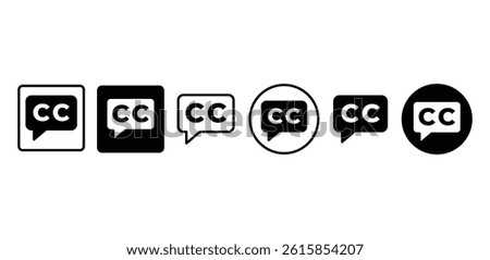 Closed Caption Icons Black and White Color Vector Design Illustration