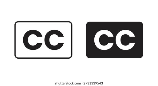 Iconos de subtítulos cerrados. Iconos de contorno Vector colección. ilustraciones planas
