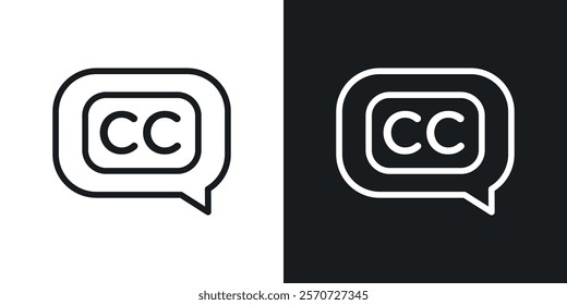 Closed caption icons set vectors on white background.