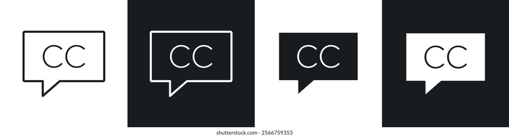 Closed caption icons in Thin line black color. flat simple vector symbols illustration.