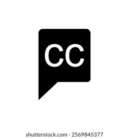 closed caption subtitle icon, simple flat style, illustration, logo sign symbol pictogram template, for ui or ux isolated on white for mobile app, editable	