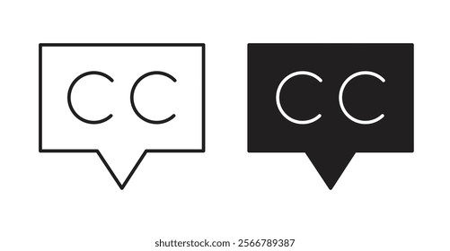 Closed caption vector line icon illustration