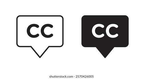 Closed caption vector web icons set