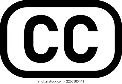 Closed Captioning or CC Sign Subtitles Symbol Black Line Art Icon. Vector Image.