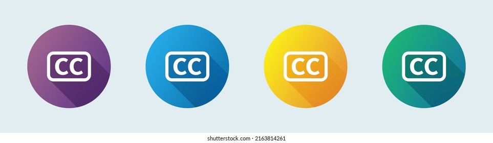 Closed captioning line icon in flat design style  Vector illustration 