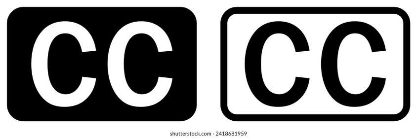 Closed captioning symbols in flat and line art style. Design can use for web and mobile app. Vector icons