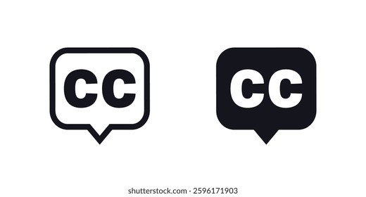 closed captions icon, subtitles for video and movies
