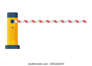 Closed Car Barriers. Parking Car Barrier Gate. Street Road Stop Border. Vector Illustration Flat Design. Isolated On White Background.