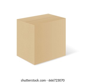 Closed cardboard box for 12 bottles or others. Vector illustration isolated on white background.