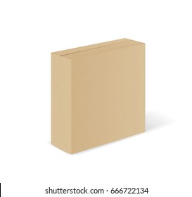 Closed cardboard box for 6 bottles or others. Vector illustration isolated on white background.