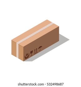 Closed cardboard box isolated on white background.