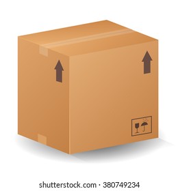 Closed  cardboard box on a white background