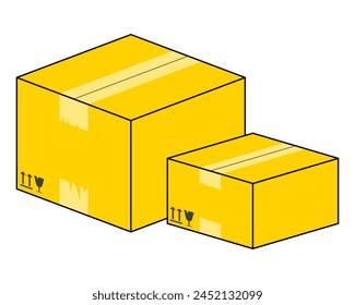 caja de cartón cerrada o caja de cartón empaquetada en perspectiva lateral ver Vector aislado