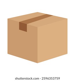 A closed cardboard box. A box sealed with duct tape. Delivery and packaging. Ecological cardboard packaging. Vector illustration.