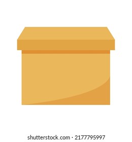 Closed cardboard box semi flat color vector object. Full sized item on white. Packaging for collecting clothes and food. Simple cartoon style illustration for web graphic design and animation