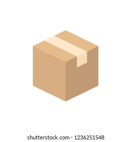 Closed Cardboard box, Shipping box, Vector illustration