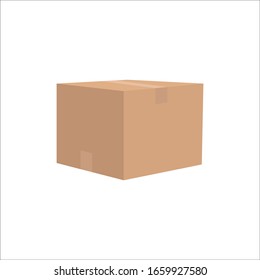 Ilustración vectorial de caja de cartón cerrada aislada en fondo blanco 