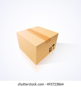 Closed cardboard box, vector illustration, isolated