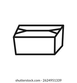 Closed cardboard food container icon. Editable stroke. Paper box. Restaurant takeout, meal delivery, street food packaging. For apps, websites, restaurant branding. Isolated vector illustration