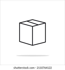 icono de cartón cerrado, web y móvil, gráficos vectoriales, patrón lineal en fondo blanco, eps 10.