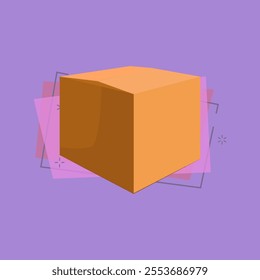 Closed carton box cartoon illustration. Big paper cube shaped package. Cardboard box concept. Vector illustration can be used for topics like packing, storage, moving