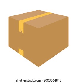 Closed carton cardboard vector illustration. Simple and creative design used for business, marketing, brand, distribution, packaging, cargo, symbol and icon. Printable editable eps mockup box.