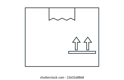 Closed carton delivery packaging box with fragile signs isolated on white background vector illustration