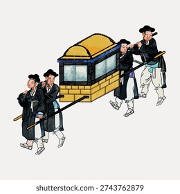 Closed chair of upper classes of nobles, Japanese illustration, isolated vector element.