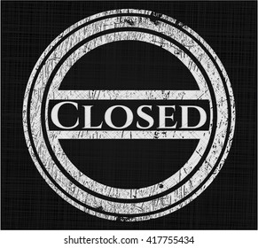 Closed chalk emblem, retro style, chalk or chalkboard texture
