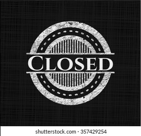 Closed chalkboard emblem on black board