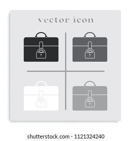 Closed chest flat black and white vector icon.