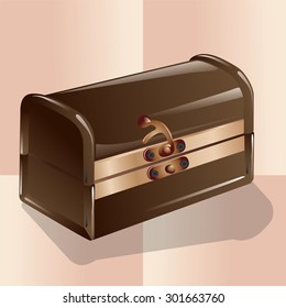 Closed chest isolated on pink background. Vector, illustration.