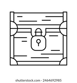 closed chest line icon vector. closed chest sign. isolated contour symbol black illustration